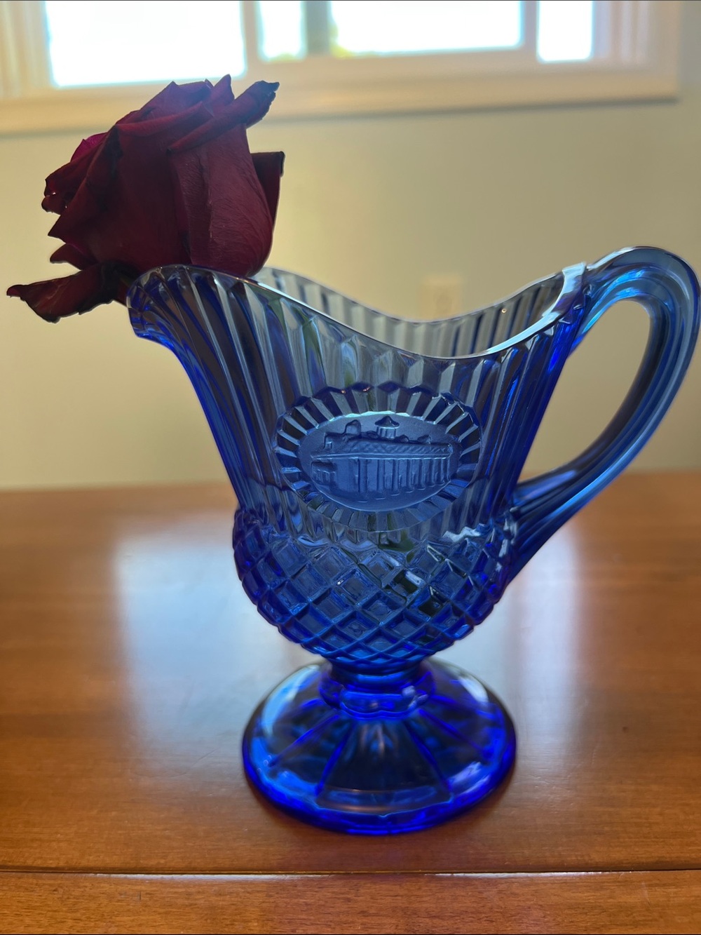 Vintage Cobalt Blue Glass Creamer Pitcher